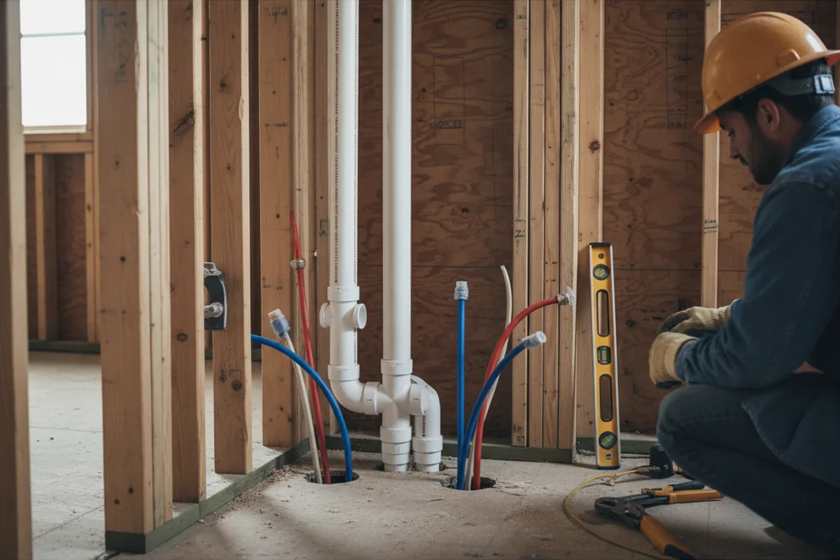 Drain and supply rough-in during Sump Pump Repair in Reinholds