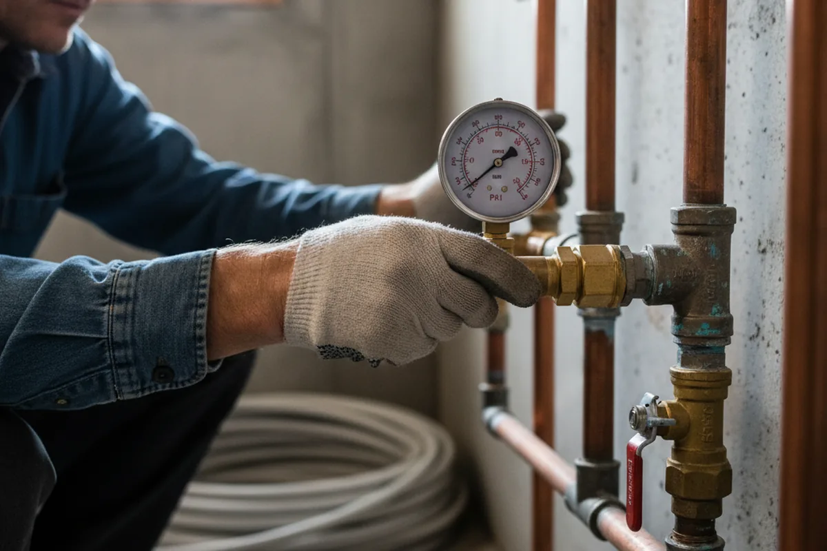 Pressure testing a repaired line during Water Line Repair in Reinholds